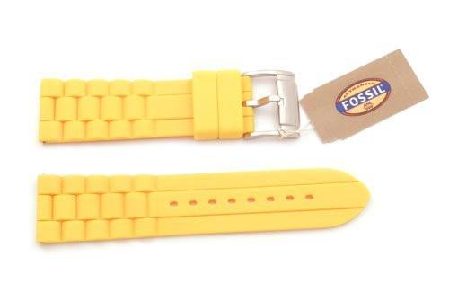 Fossil Yellow Silicone Link Style 24mm Watch Strap