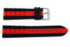 Hadley Roma Genuine Silicone Red Center Stripe Diver 22mm Watch Strap
