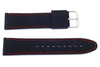 Hadley Roma Black Genuine Silicone Diver 22mm Watch Band With Red Stitching