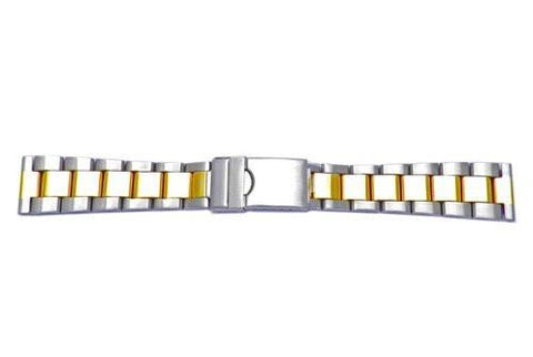 Hadley Roma 20mm Dual Tone Rolex Oyster Style Solid Link Watch Bracelet - Straight End
