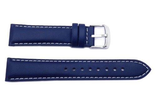 Genuine Casio Blue Textured Leather Watch Strap With White Stitching - 10171180