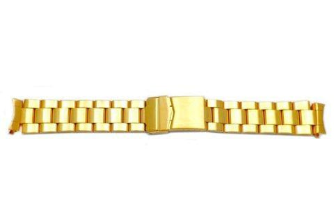 Hadley Roma Rolex Submariner Style Gold Tone Solid Link Watch Bracelet - Curved End