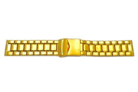 Hadley Roma Wide Gold Tone Solid Stainless Steel Watch Bracelet