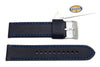 Fossil Black Genuine Smooth Leather 22mm Watch Band With Blue Stitching