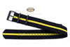 Genuine Fossil Stripe Black and Yellow Long Nylon 22mm Watch Strap