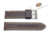 Fossil Brown Genuine Leather 24mm Watch Band With White Stitching