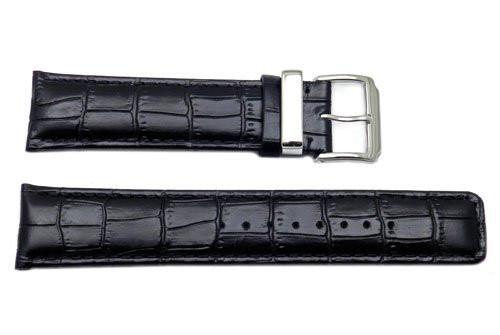 Kenneth Cole Reaction Genuine Leather Black Crocodile Grain Square Tip 22mm Watch Strap Total Watch Repair KC1604