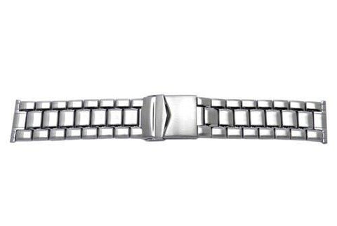 Hadley Roma Stainless Steel Wide Metal Link Design Watch Bracelet