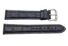 Genuine Square Crocodile Grain Leather Black Watch Strap
