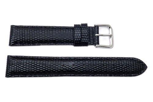 Genuine Textured Leather Lizard Grain Black Watch Band