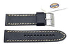 Fossil Black Genuine Leather 24mm Watch Band With White Stitching
