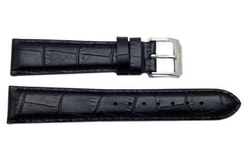 Genuine ESQ Black Crocodile Grain Textured Leather 19mm Watch Strap