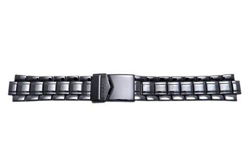 Pulsar Black Polished Stainless Steel Fold-Over Clasp Watch Bracelet