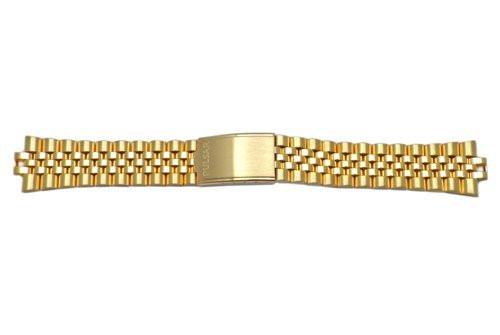 Pulsar Gold Tone Stainless Steel Fold-Over Clasp 20mm Watch Bracelet