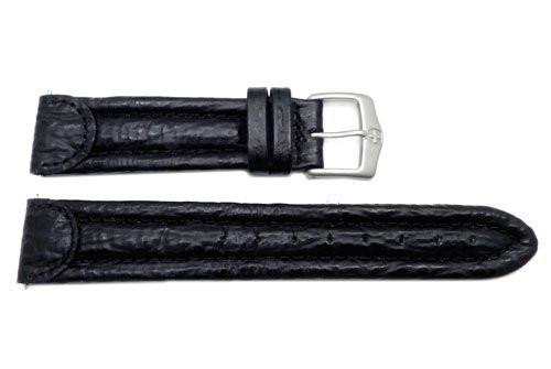 Genuine Wenger Avalanche Series Black Sharkskin 20mm Leather Watch Strap