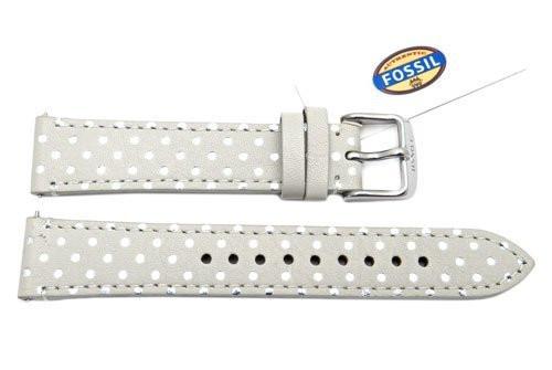 Fossil Light Gray Genuine Leather Polka Dot Design 18mm Watch Strap