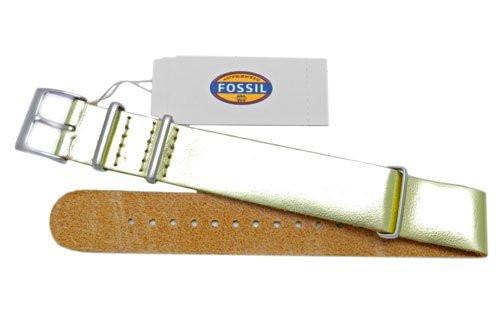 Fossil Metallic Gold Genuine Leather 18mm Watch Strap
