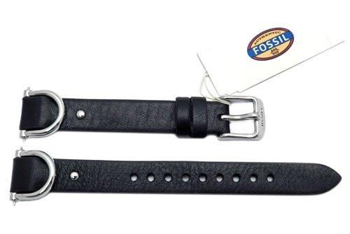 Fossil 18mm black leather watch strap discount