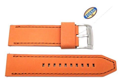 Fossil Orange Genuine Leather 24mm Watch Strap