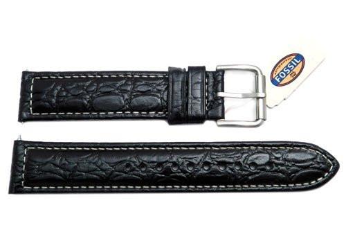 Fossil Defender Series Black Crocodile Embossed Genuine Leather 20mm Watch Band
