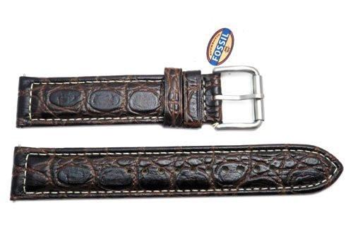 Fossil Defender Series Brown Crocodile Embossed Genuine Leather 20mm Watch Band