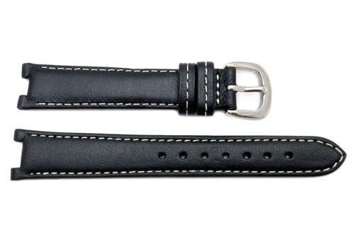 Genuine Coach Black Smooth Leather 15mm Watch Band