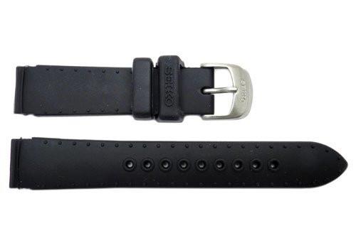 Genuine Seiko Black Silicone Rubber 16mm Watch Band