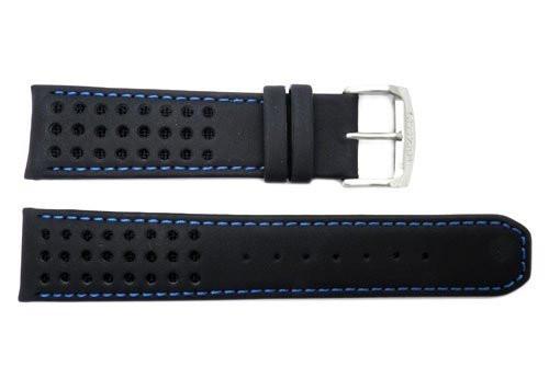 Genuine Citizen Eco Drive Black Leather With Blue Nylon 22mm Watch Strap Total Watch Repair 59 S52492