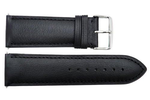Genuine Smooth Black Leather 26mm Watch Band