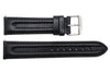 Smooth Double Stitched Black Genuine Leather 20mm Watch Band