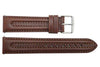 Smooth Double Stitched Brown Genuine Leather 20mm Watch Band
