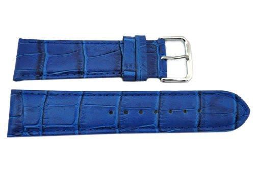 Genuine Textured Leather Square Blue Crocodile Grain Watch Strap