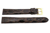 Genuine Crocodile Brown Glossy Leather 16mm Long Watch Strap