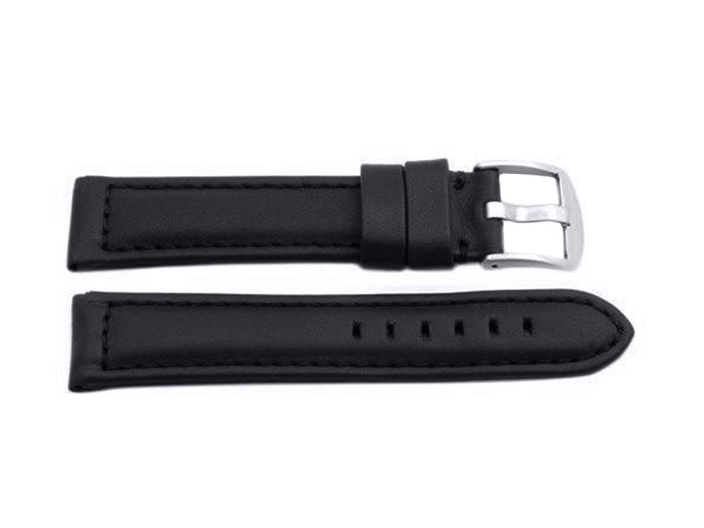 Heavy Padded Smooth White Stitched Leather Long Watch Strap image