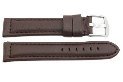 Heavy Padded Smooth White Stitched Leather Long Watch Strap image