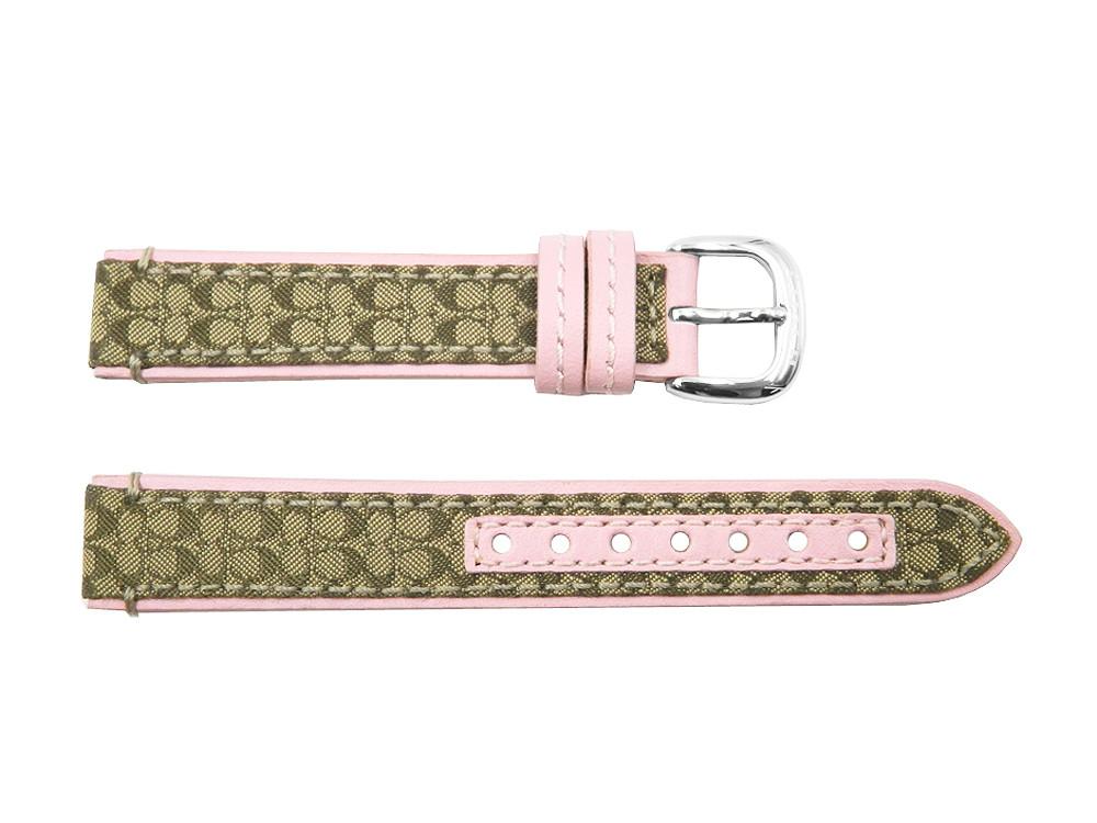 Coach Women's 15mm Brown Monogram w/ Pink Leather Accent Watch Strap