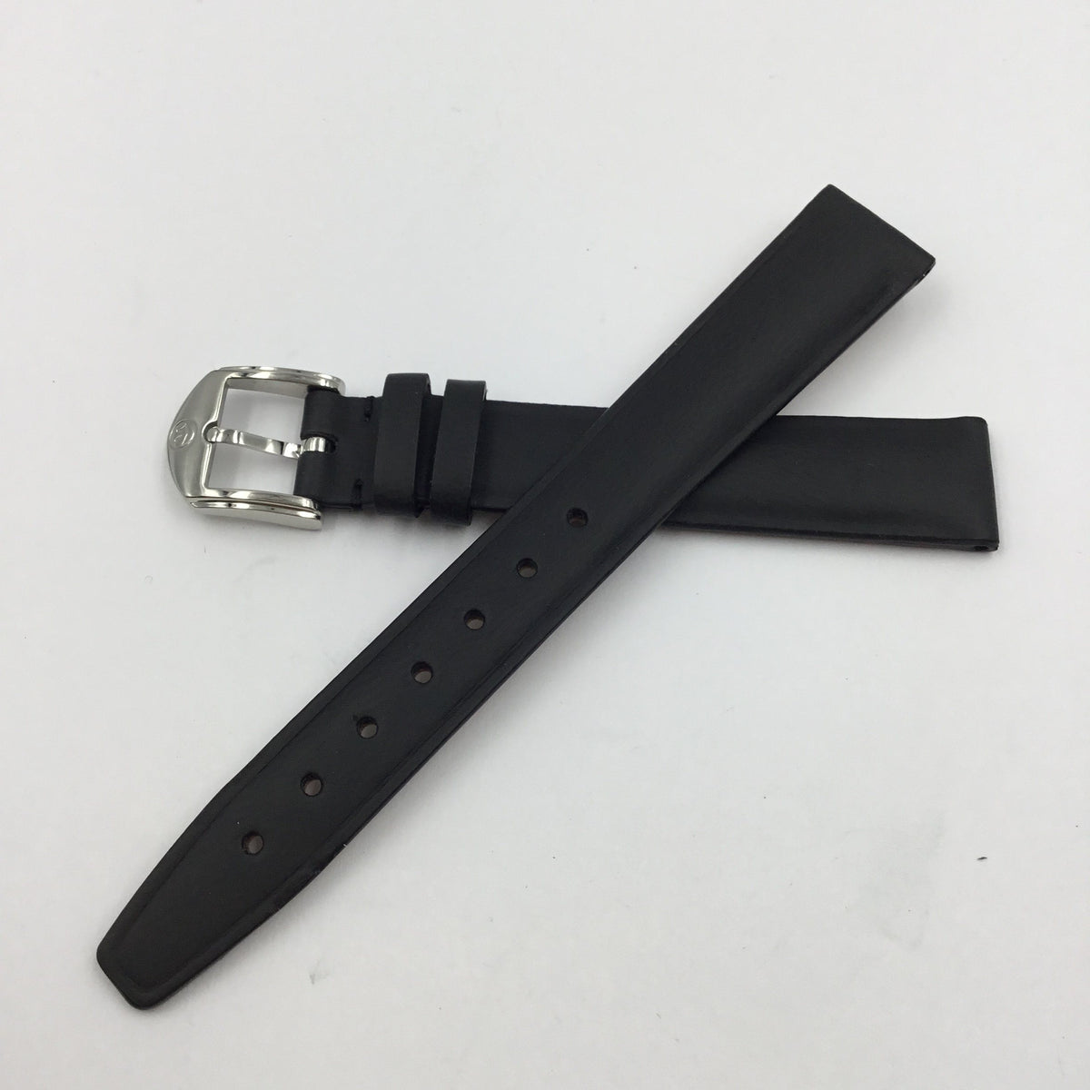 MOVADO 14mm Stainless Steel Watch Deployment Buckle BLACK-FLAT-SMOOTH-LEATHER-  main image 2