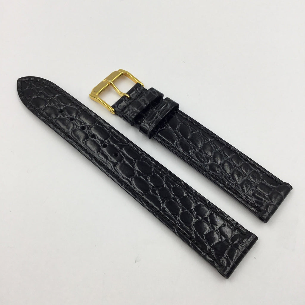 Genuine Movado Alligator Grain Calfskin Leather Black 17mm Watch Band image