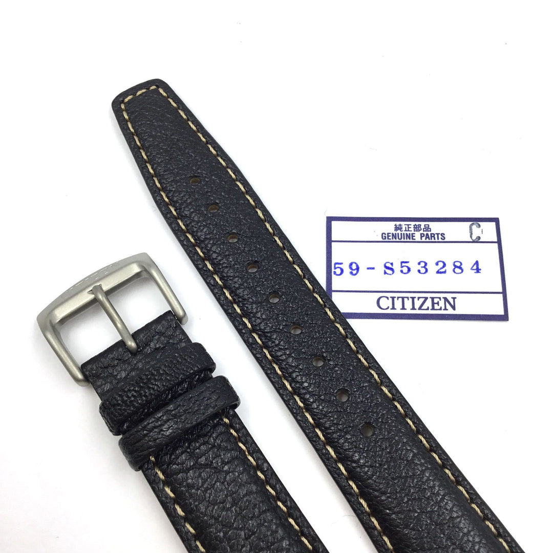 CITIZEN WATCH STRAP 20MM BLACK LEATHER PART # 59-S53284 image
