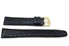 Genuine Textured Leather Crocodile Grain Anti-Allergic Semi-Gloss Black Watch Band