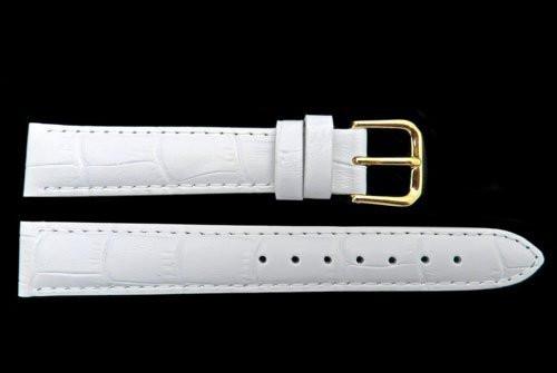 Genuine Leather Square Crocodile Grain White Watch Band
