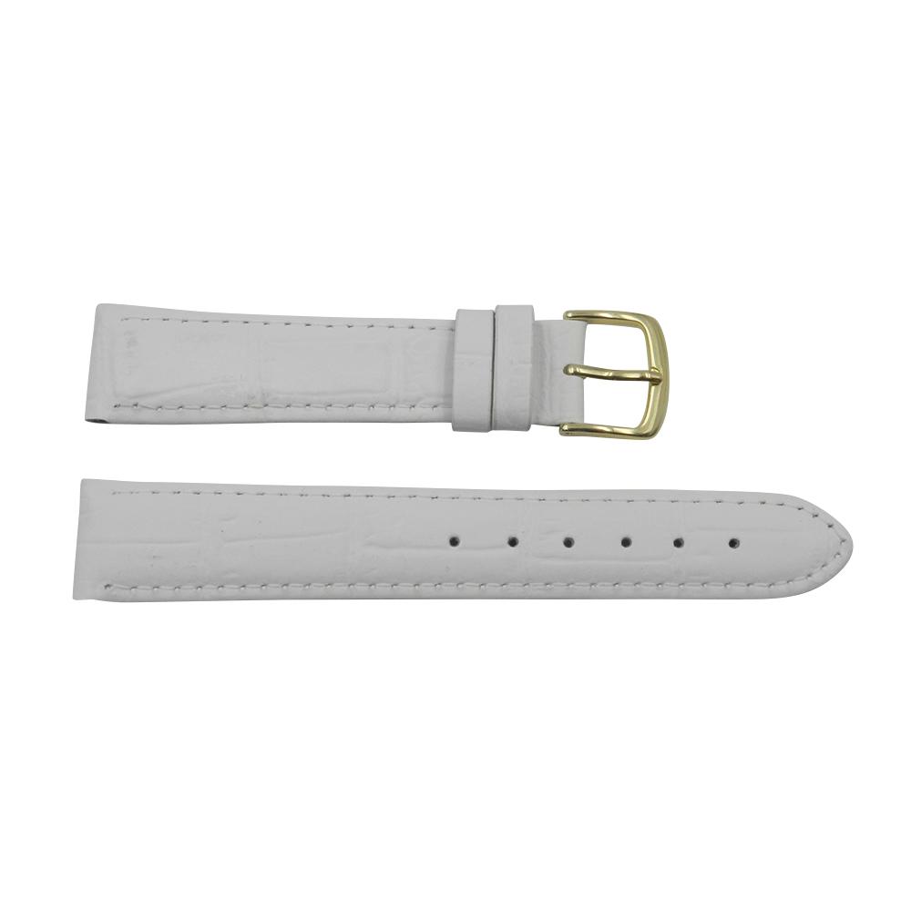 Genuine Leather Alligator Grain Pastel White Watch Strap image