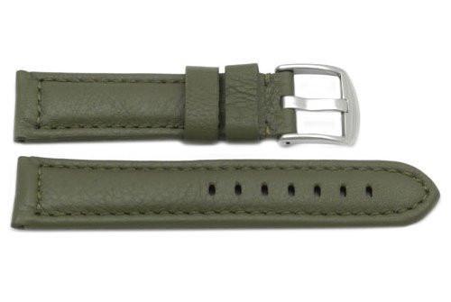 Genuine Heavy Padded Leather Sport Olive Watch Strap
