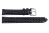 Genuine Smooth Leather Black With White Stitching Watch Band