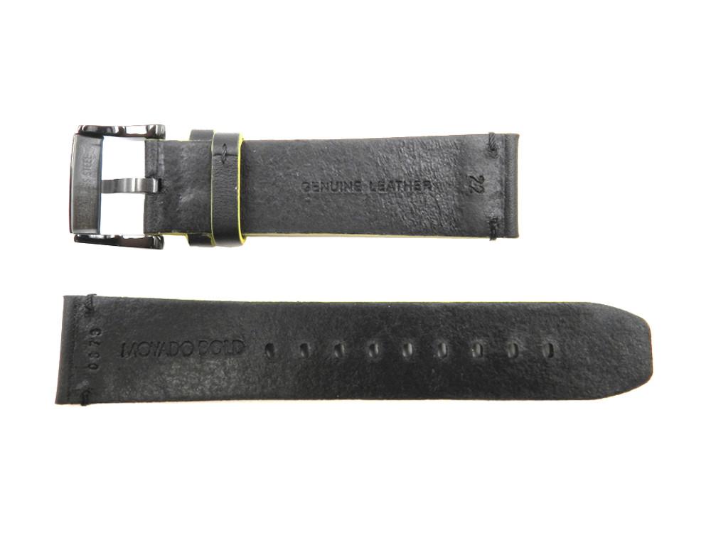 Movado BOLD 22mm Black Leather w/ Yellow Accent Watch Strap image