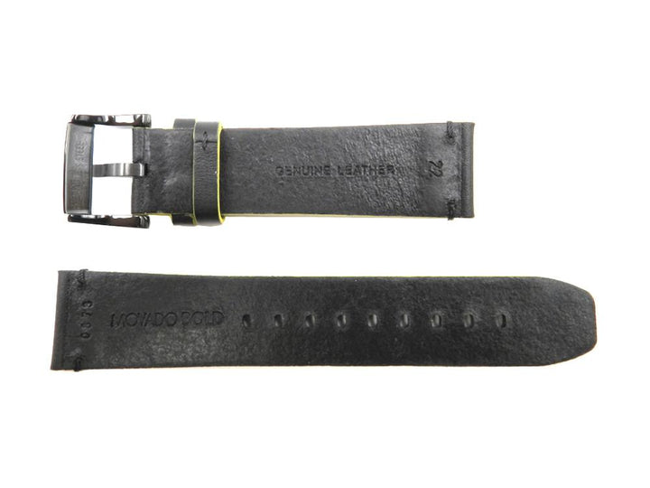 Movado BOLD 22mm Black Leather w/ Yellow Accent Watch Strap image