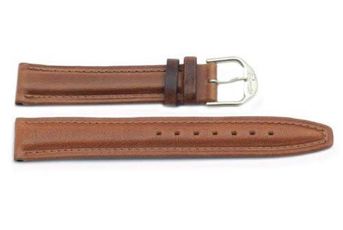 Genuine Smooth Padded Leather Light Brown Watch Strap