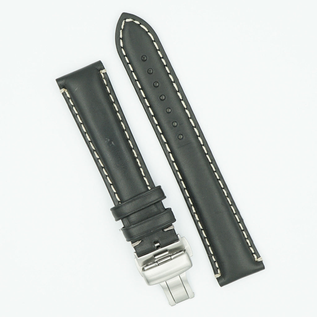 Oil Tanned Leather Black Deployant Watch Band image
