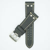 Rivited Leather Field Watch Strap - Black image