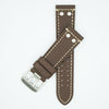 Rivited Leather Field Watch Strap - Brown image